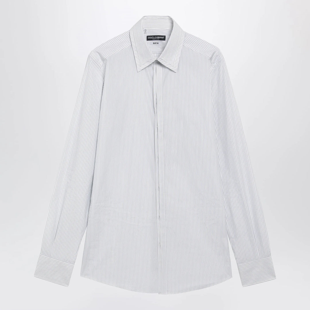 Dolce&amp;Gabbana - White Double-Collar Striped Shirt Brand 39