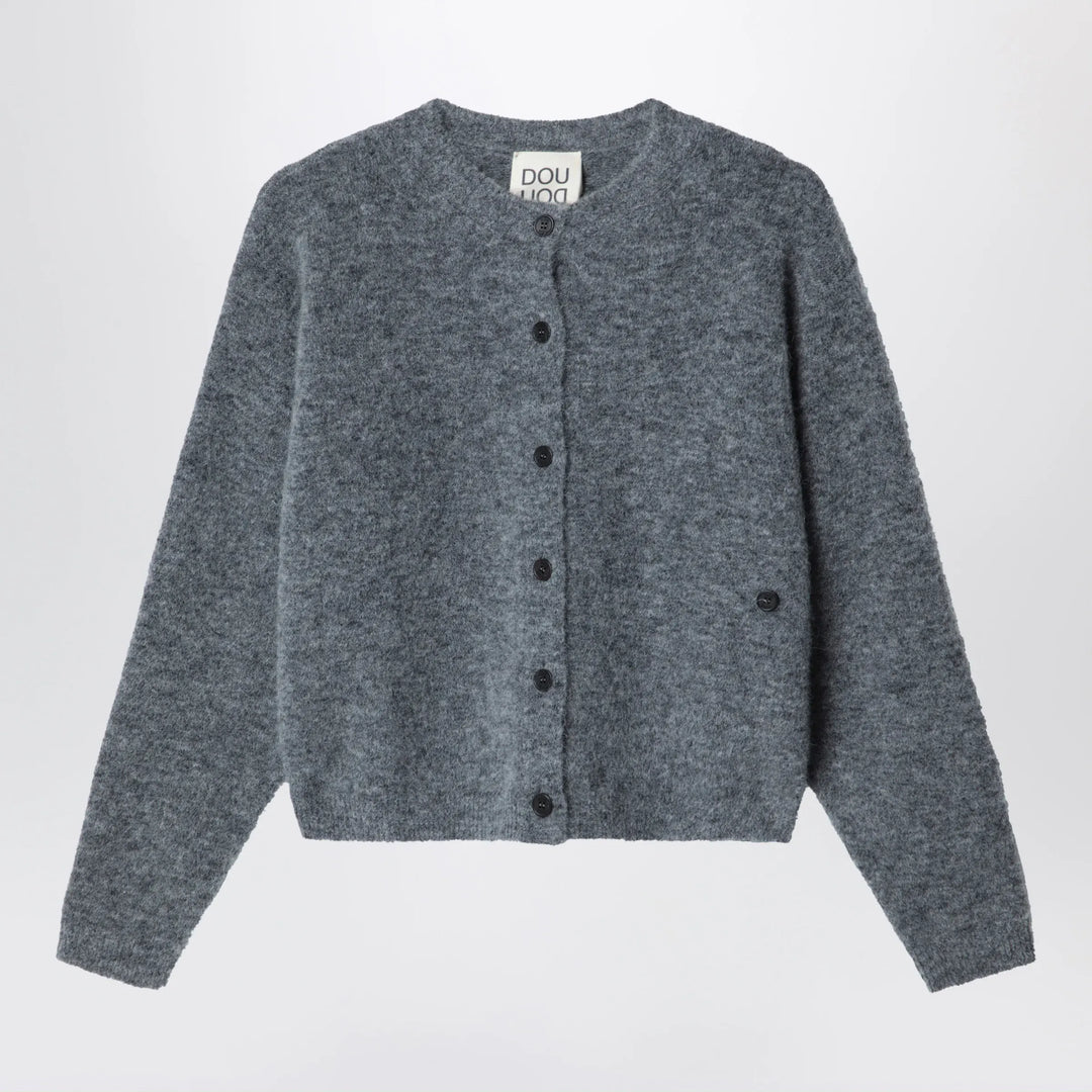 Douuod - Grey mélange alpaca-blend cardigan Brand 8Y