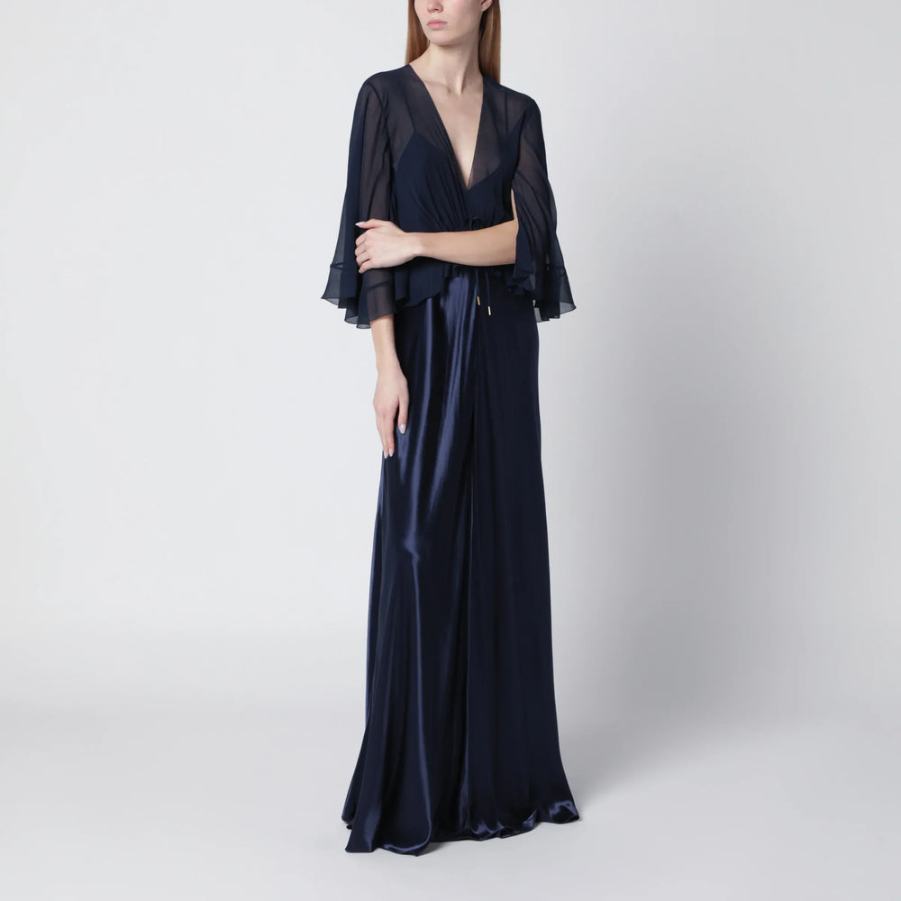 Alberta Ferretti - Long semi-transparent blue dress in viscose Brand Dresses 44  IT