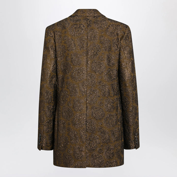 Dries Van Noten - Khaki single-breasted jacket with floral jacquard pattern Brand 36  FR