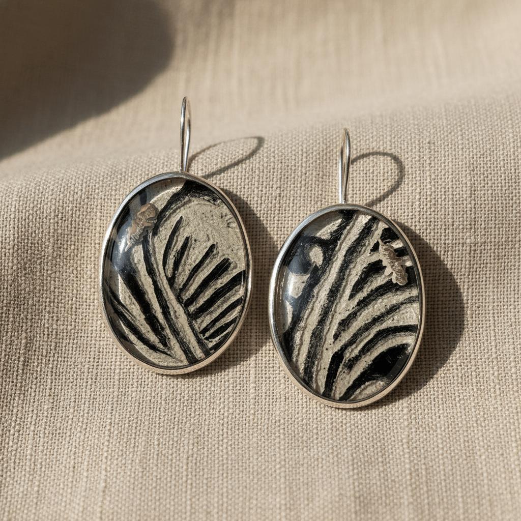 Antonella Piacenti Black Lava Silver 925 Earrings Brand Earrings