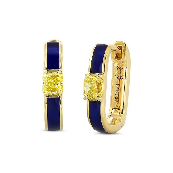 LEIBISH 0.51ct Fancy Yellow Radiant Diamond Hoop Earrings Brand Earrings