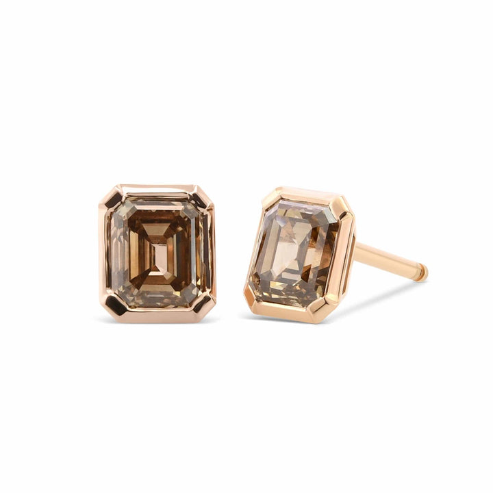 LEIBISH 1.03ct Fancy Brown Emerald-Cut Diamond Stud Earrings Brand Earrings