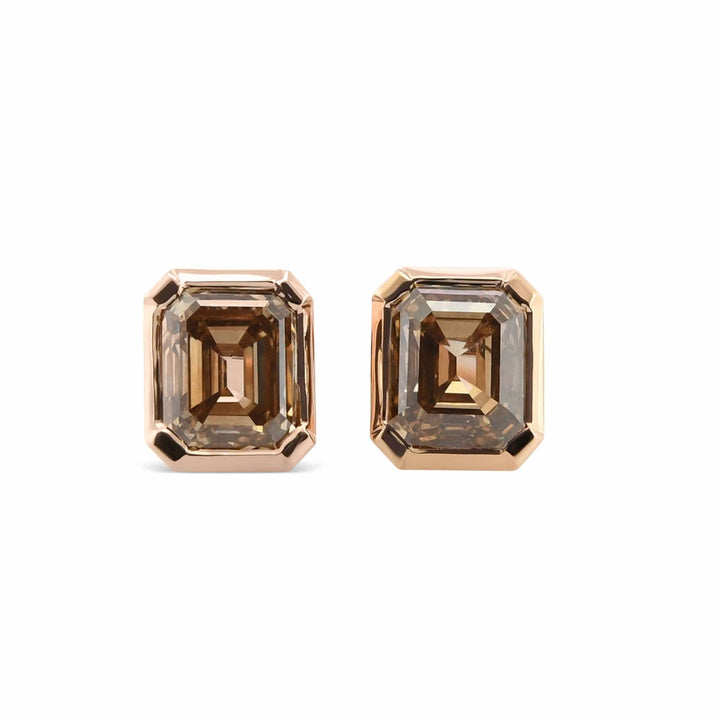 LEIBISH 1.03ct Fancy Brown Emerald-Cut Diamond Stud Earrings Brand Earrings