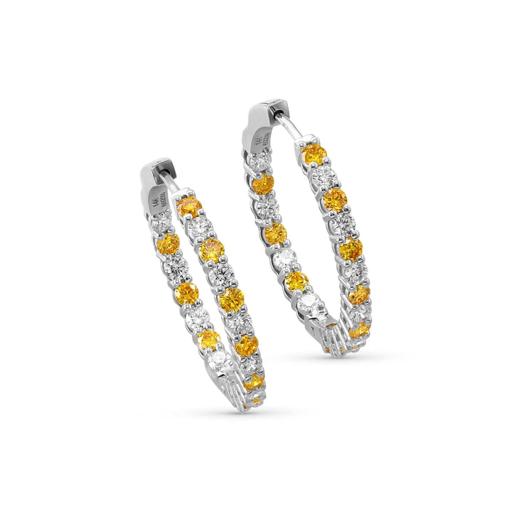 LEIBISH 1.96ct Fancy Vivid Orange Yellow Diamond Hoop Earrings Brand Earrings