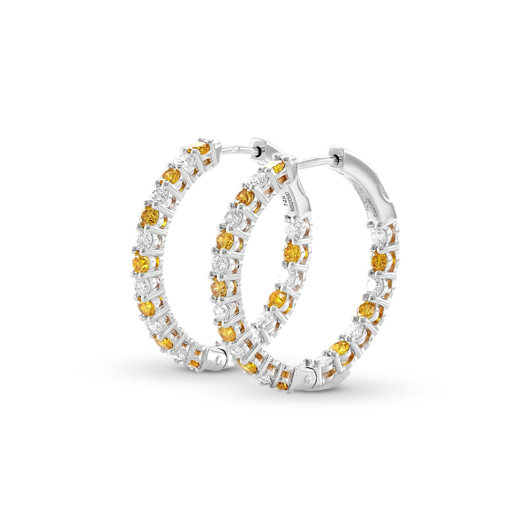 LEIBISH 1.96ct Fancy Vivid Orange Yellow Diamond Hoop Earrings Brand Earrings