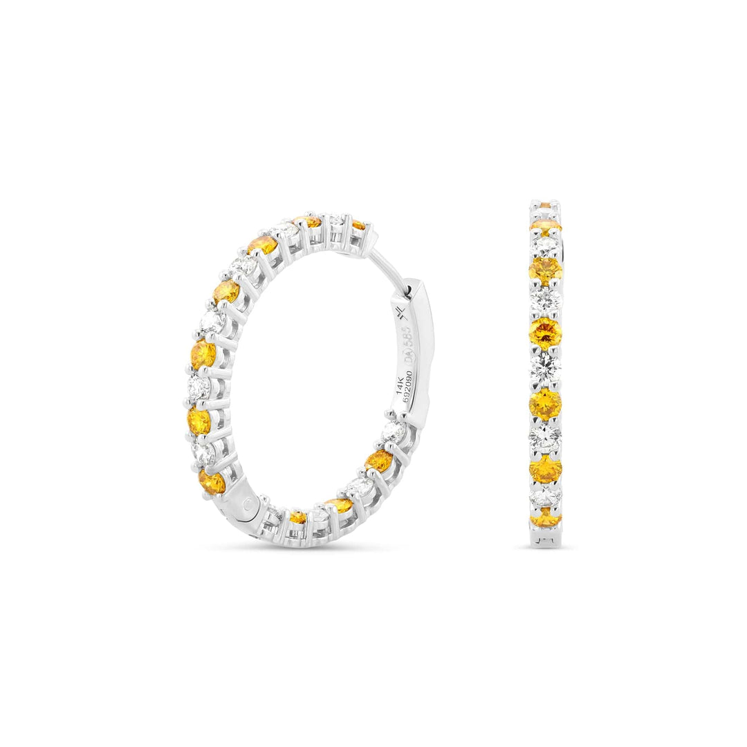 LEIBISH 1.96ct Fancy Vivid Orange Yellow Diamond Hoop Earrings Brand Earrings