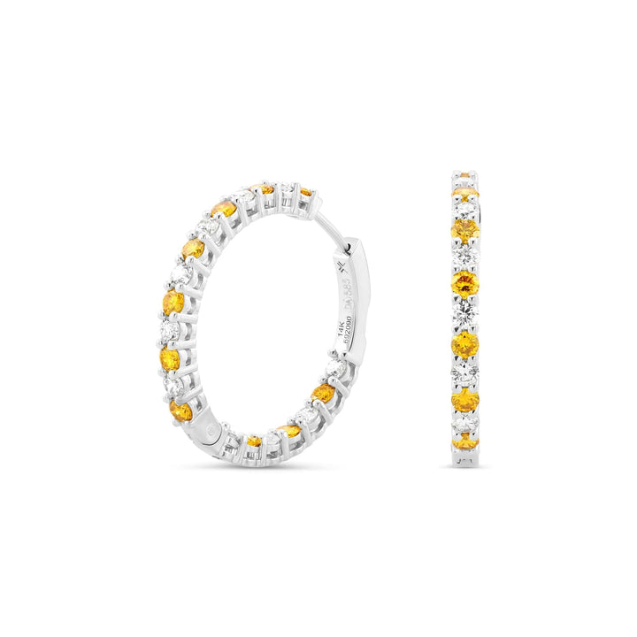 LEIBISH 1.96ct Fancy Vivid Orange Yellow Diamond Hoop Earrings Brand Earrings