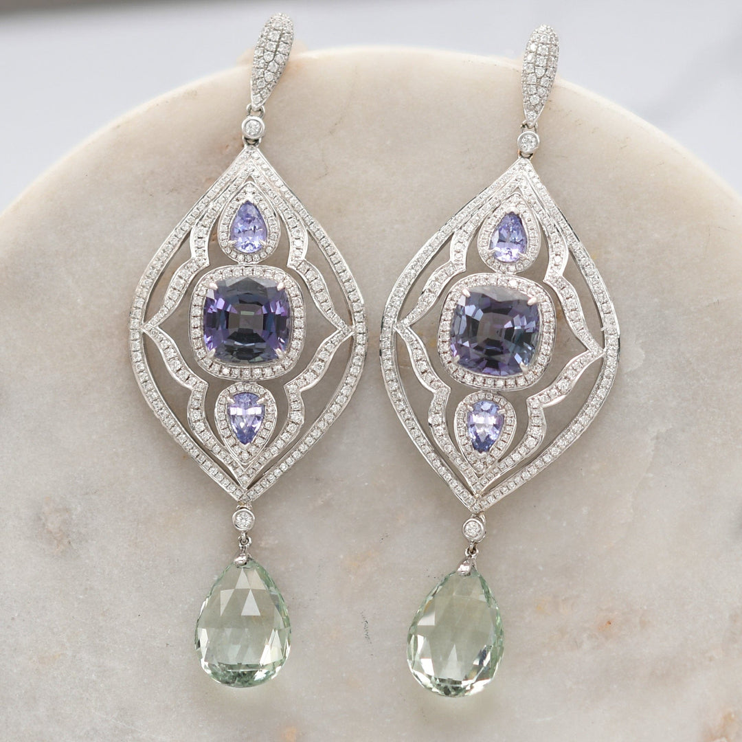 LEIBISH 10.02ct Unheated Tanzanite &amp; Aquamarine Drop Earrings Brand Earrings