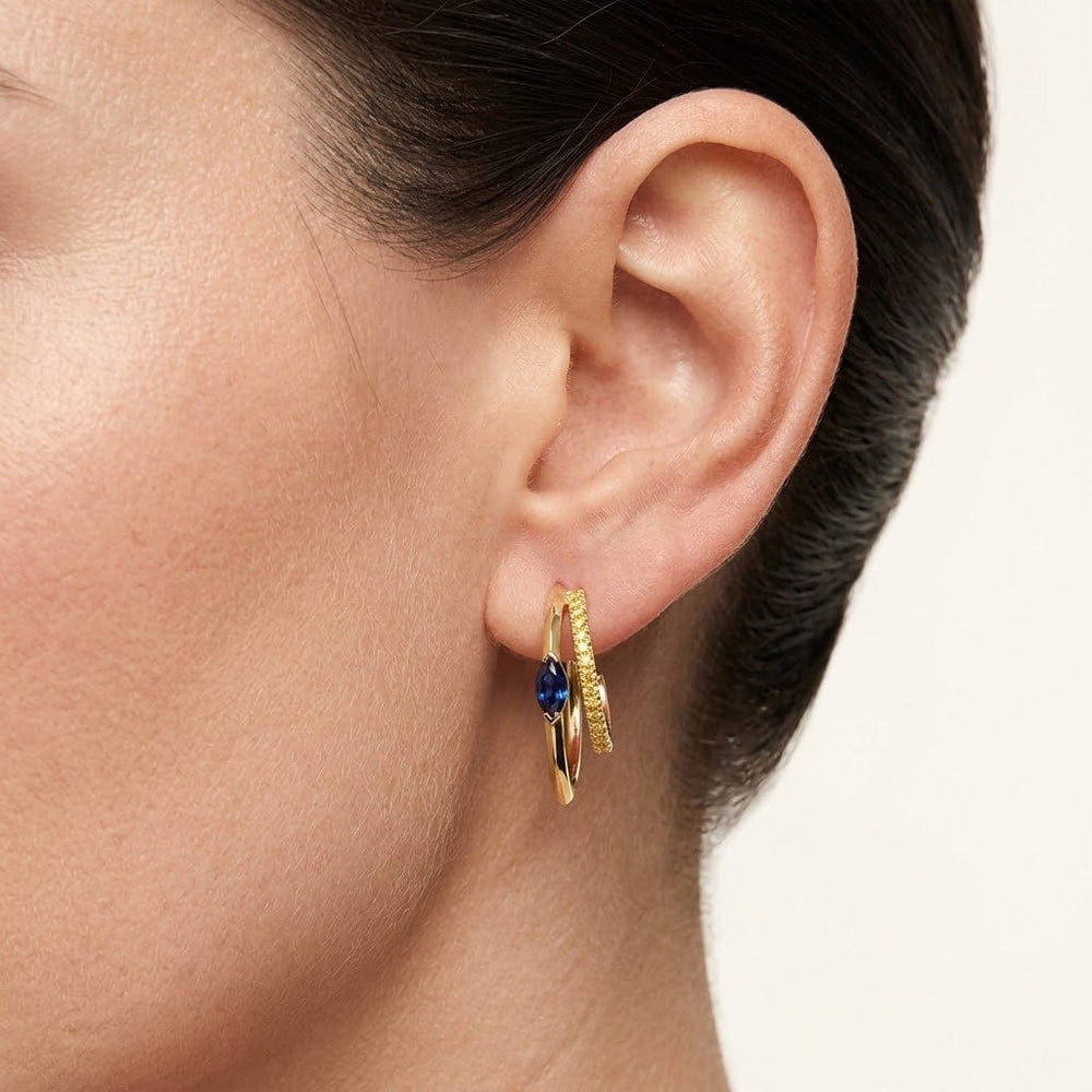 LEIBISH Blue Sapphire & Fancy Vivid Yellow Diamond Hoop Earrings Brand Earrings