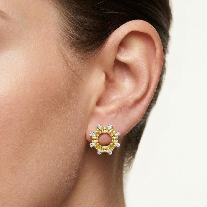 LEIBISH Fancy Intense Yellow Asscher &amp; Pear Diamond Earrings Brand Earrings