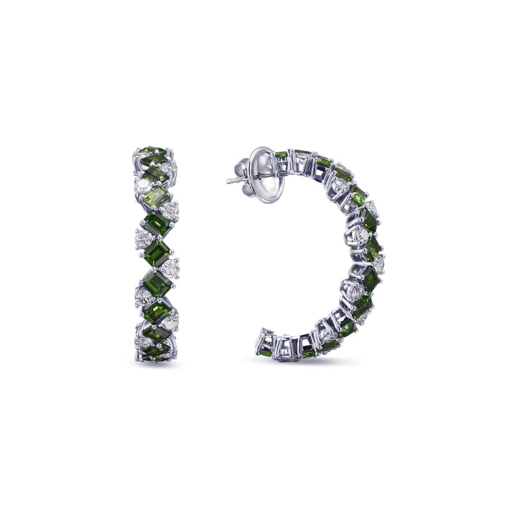 LEIBISH Green Tourmaline &amp; Diamond Hoop Earrings Brand Earrings