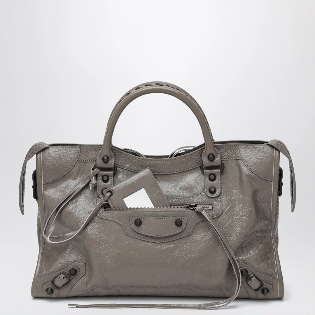 Balenciaga - Le City medium handbag in dark walnut leather Brand Handbag U