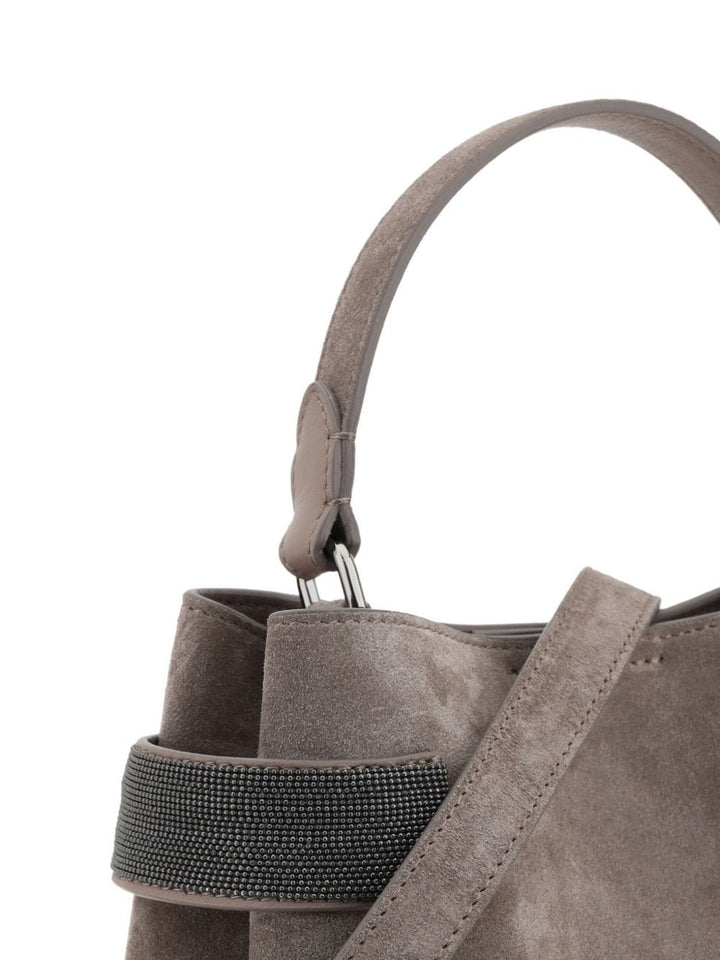 Brunello Cucinelli Handbag UNI Brunello Cucinelli Essence Small Suede Top-Handle Bag with Precious Bands Brunello Cucinelli Essence Small Suede Top-Handle Bag with Precious Bands Brand