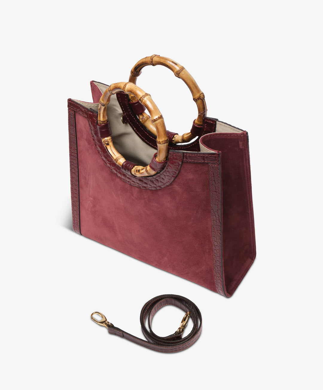 My Style Bags Personalised Bamboo Medium Deluxe Handbag – Plum Brand Handbag