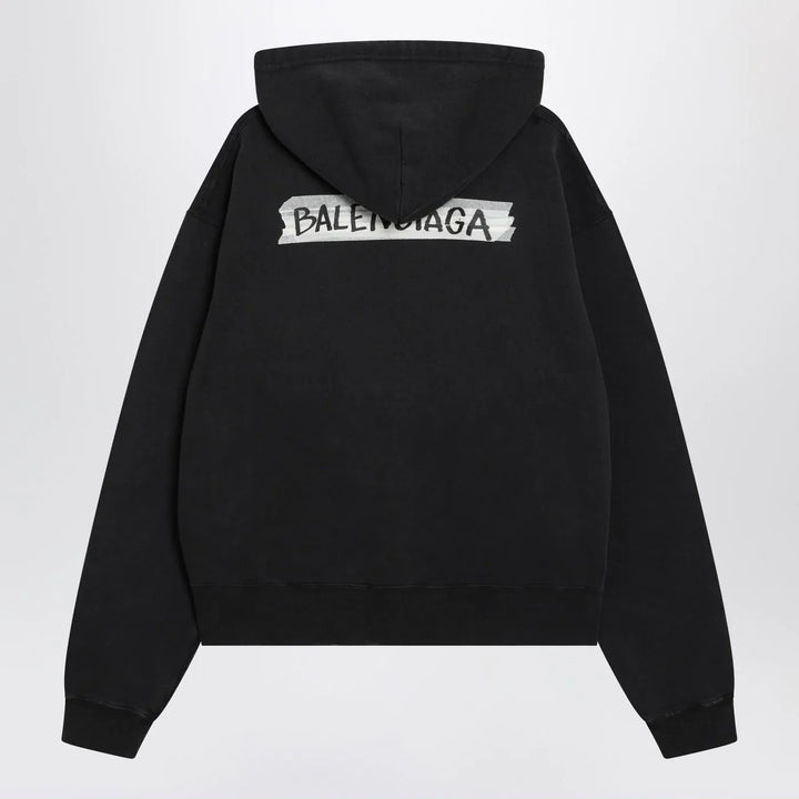 Balenciaga - Black washed Masking Tape oversize hoodie Brand Hoodie