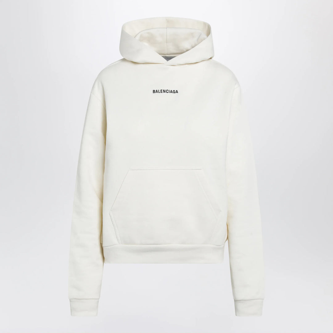 Balenciaga - Medium-fit embroidered hoodie in dry fleece, cream Brand Hoodie XS