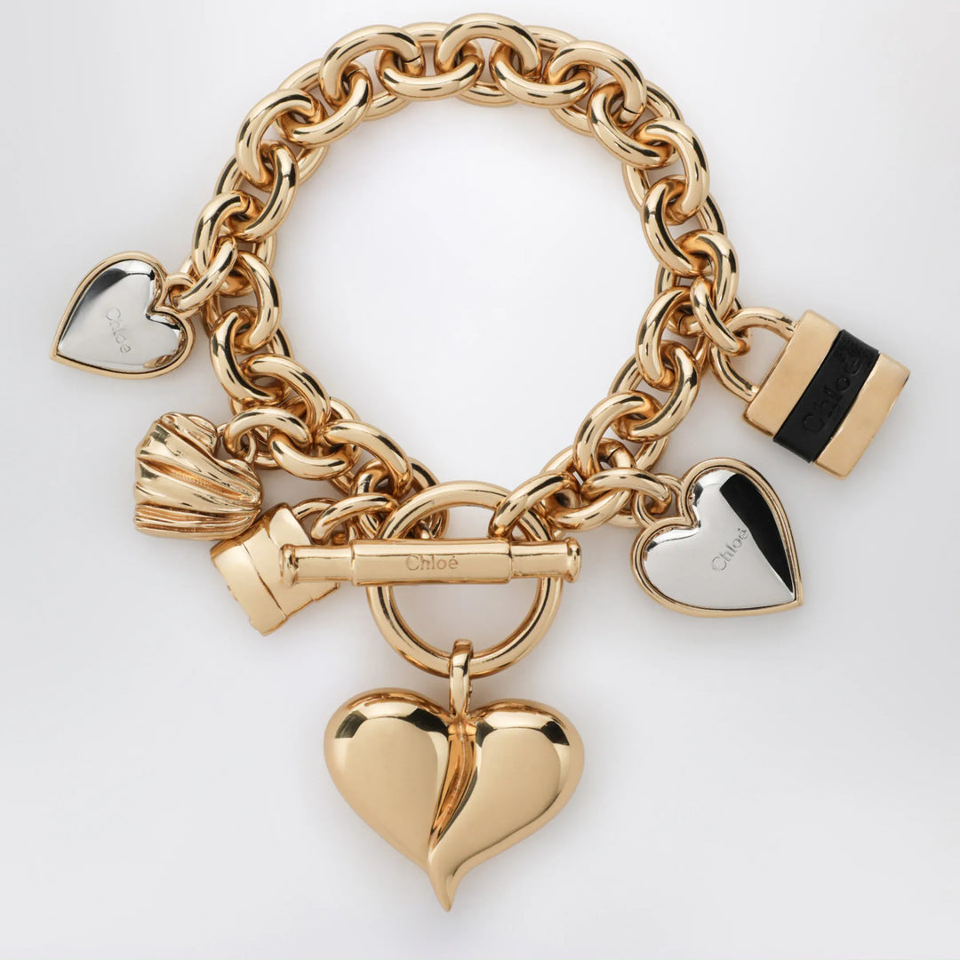 Chloé - Paddington Chain Bracelet in Gold/Black Brass Brand Jewelry U