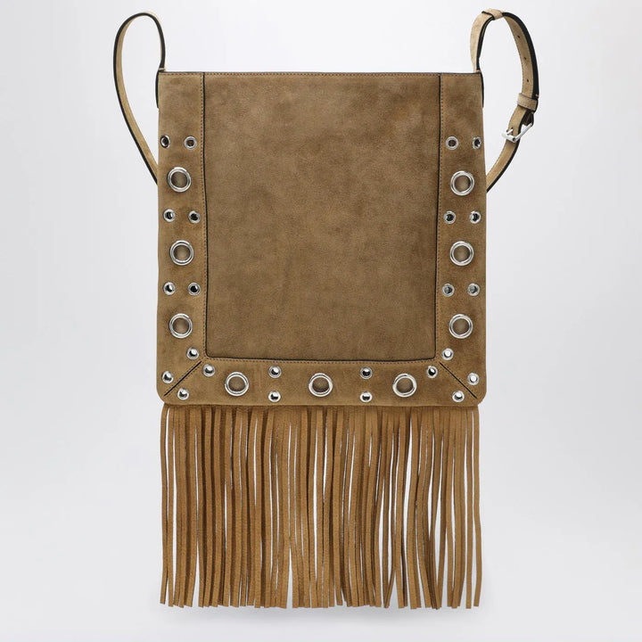 Valentino Garavani - Beige Nellcôte bag in suede with fringes Brand Jewelry TU