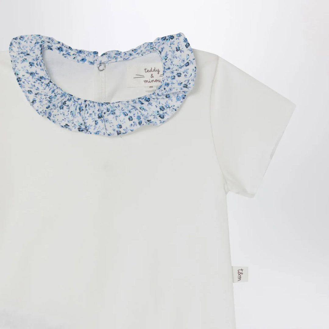 Teddy &amp; Minou - White romper with Liberty fabric collar Brand Jumpsuits &amp; Rompers