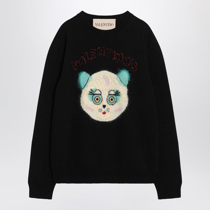 Valentino Knitwear Valentino Black sweater with Le Chat de la Maison patch Valentino Black sweater with Le Chat de la Maison patch Brand
