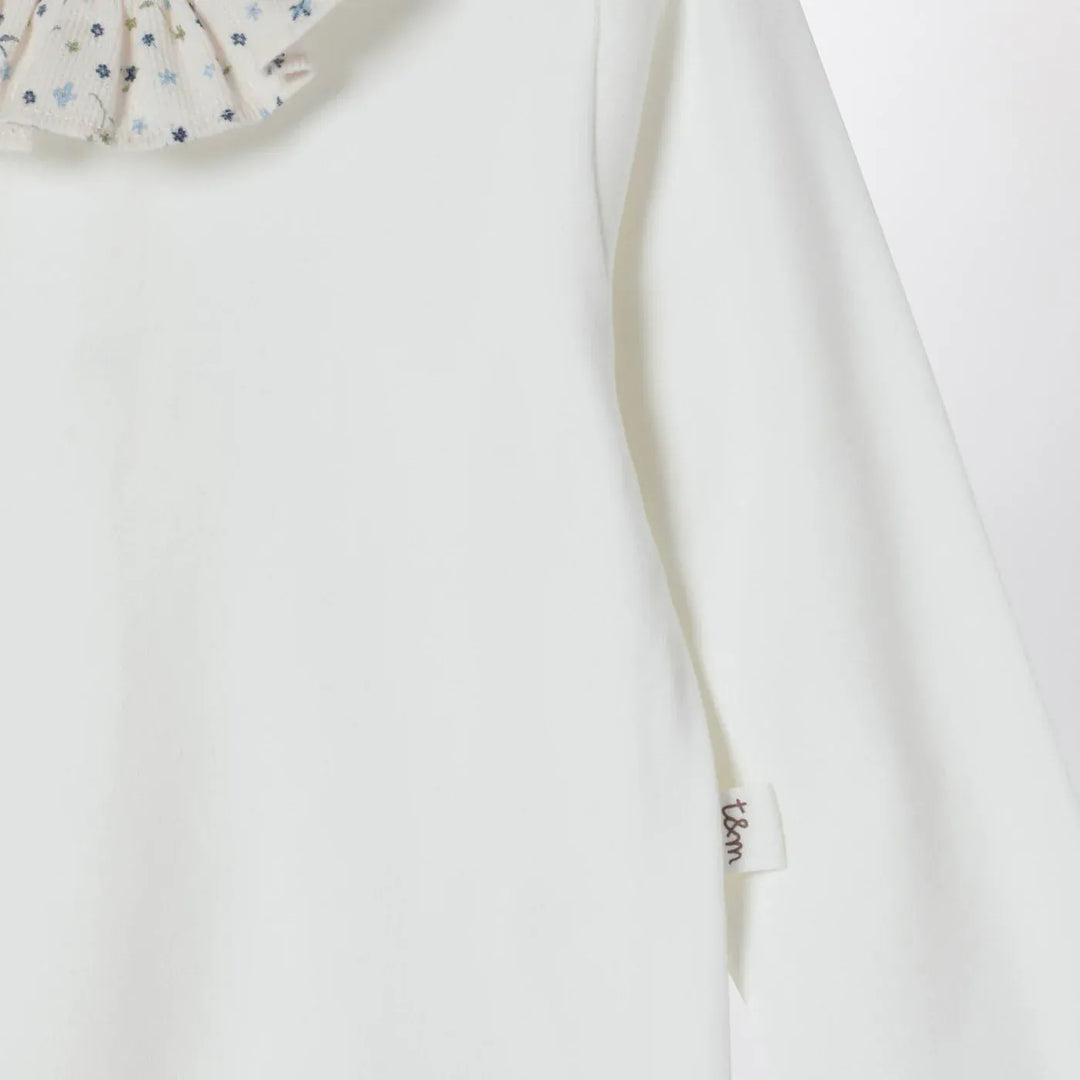 Teddy &amp; Minou - White bodysuit with neckline and floral print Brand Leotards &amp; Unitards