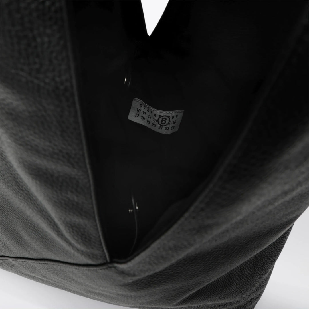 MM6 Maison Margiela - Large Japanese Bag with jewel handle in black leather Brand U