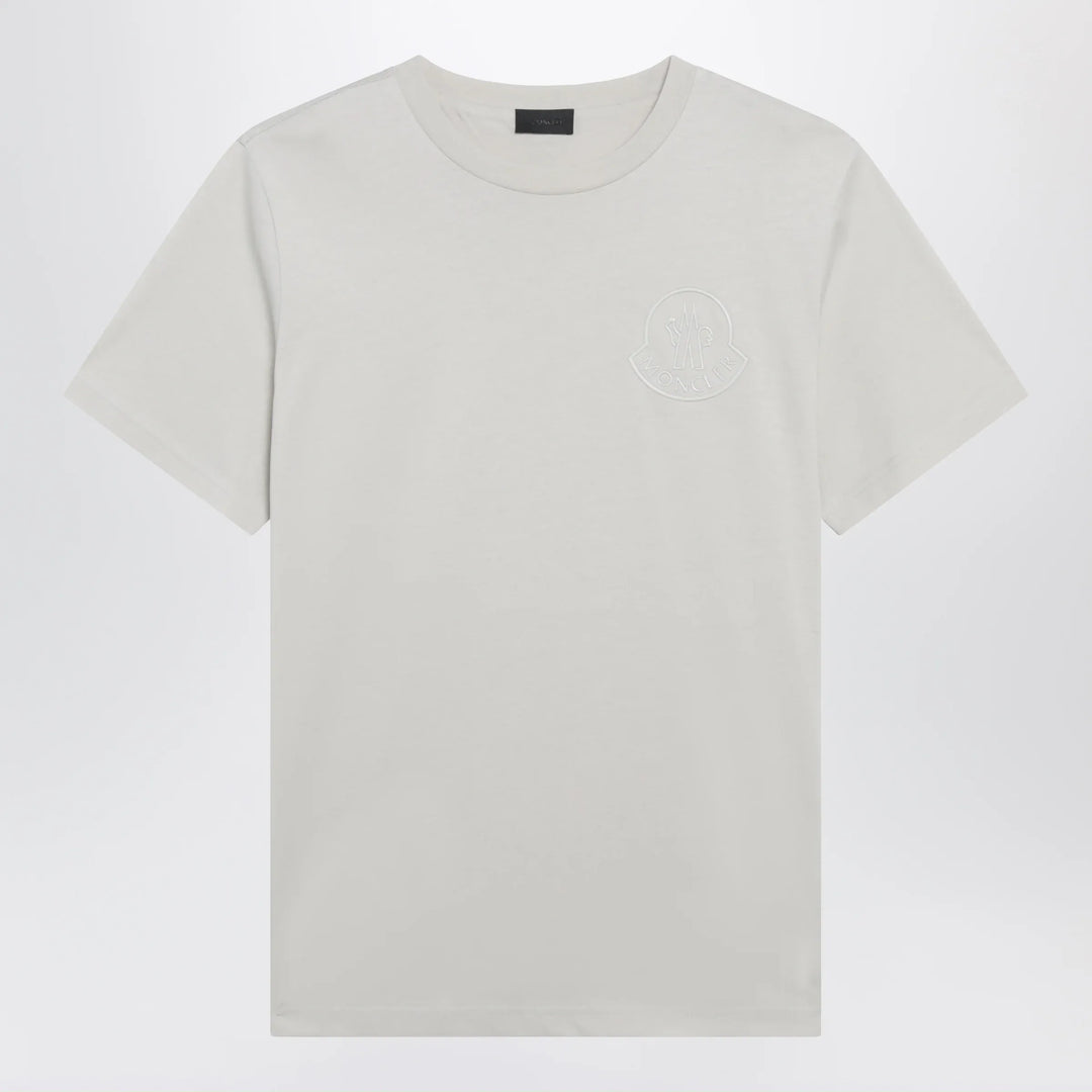 Moncler - Beige cotton T-shirt with embroidered logo Brand S
