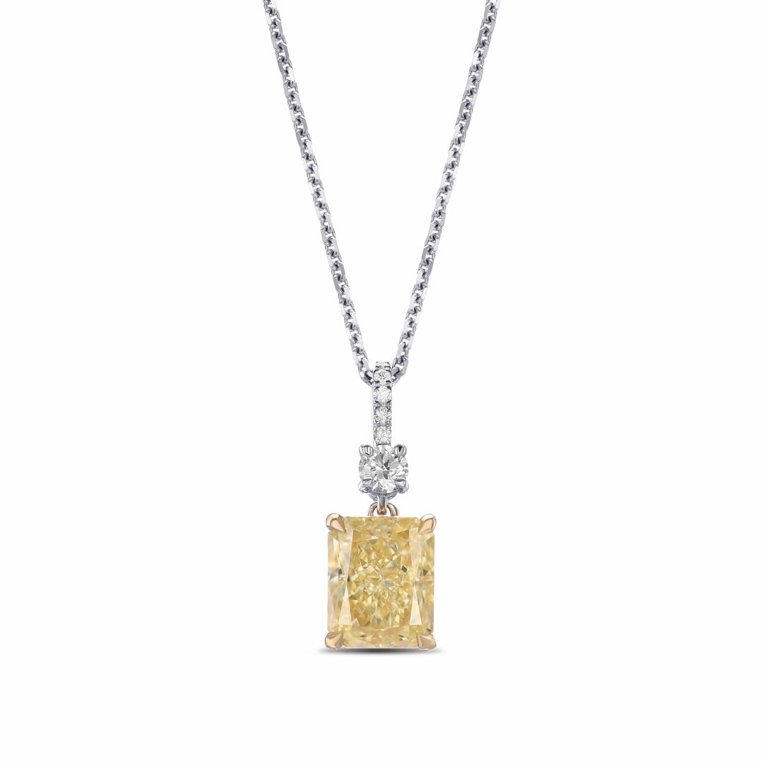 LEIBISH 1.53ct Fancy Light Yellow Radiant Diamond Drop Pendant Brand Necklace