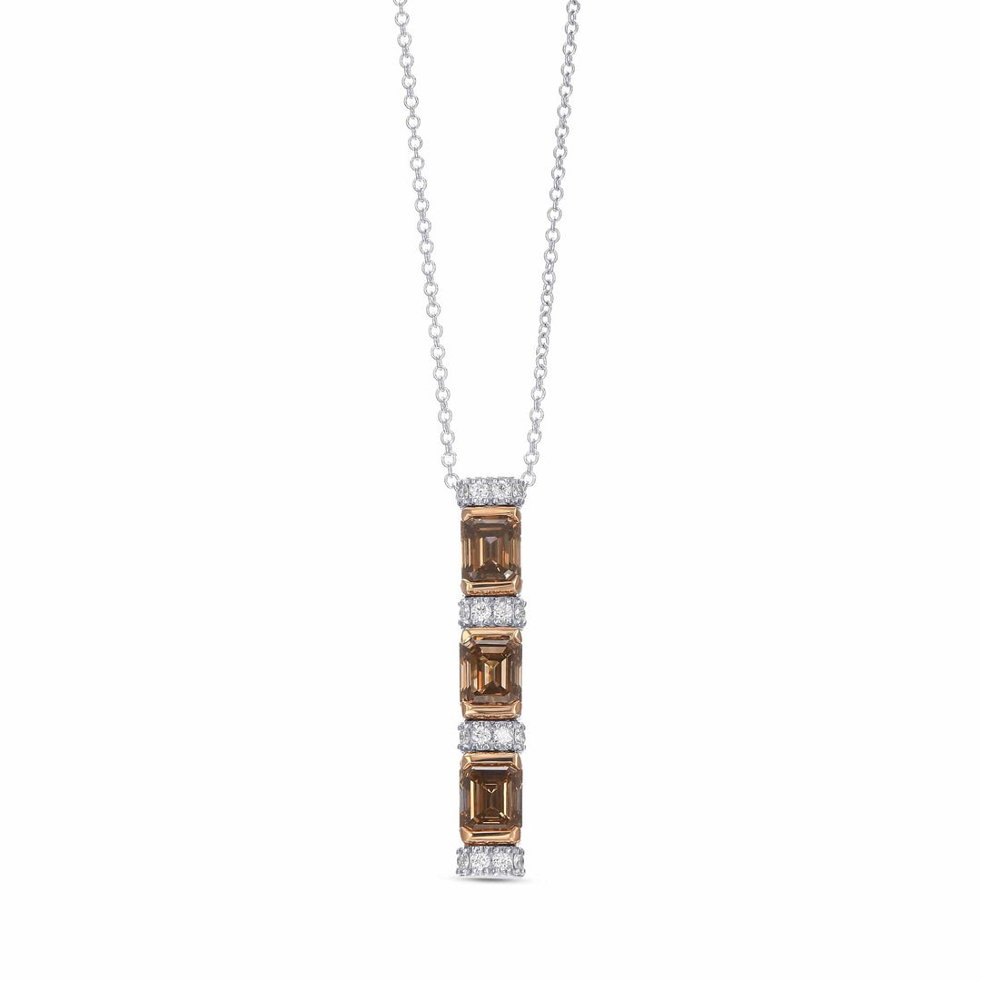 LEIBISH 2.11ct Fancy Brown Emerald-Cut Diamond Drop Pendant Brand Necklace