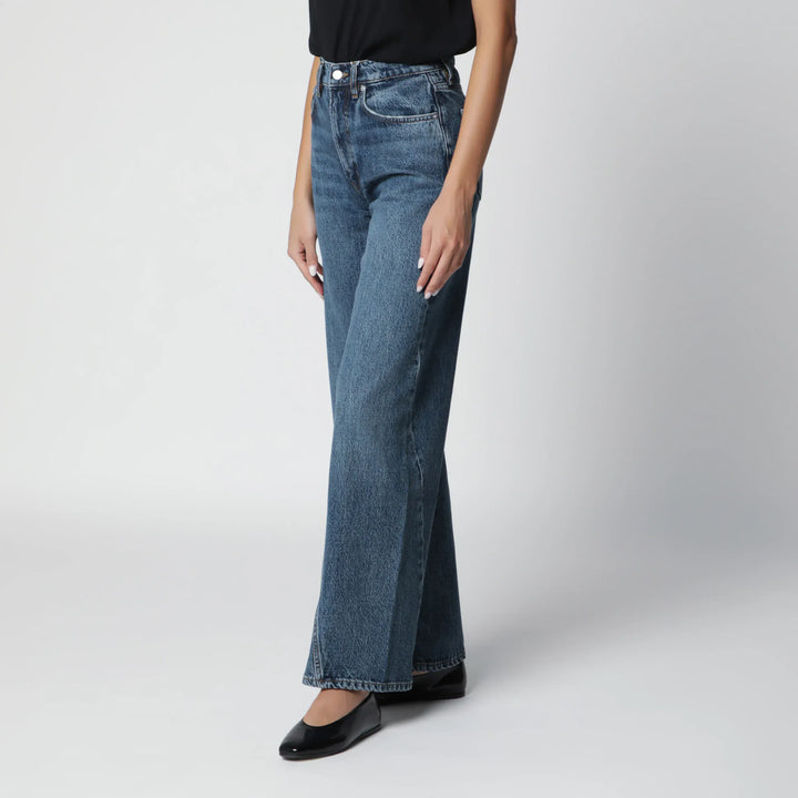 ANINE BING - Washed blue jeans with curved front seams Brand Pants