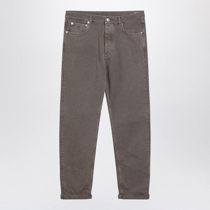 Pants 50 IT Brunello Cucinelli - Beige vintage-effect jeans with turn-up hem Brand