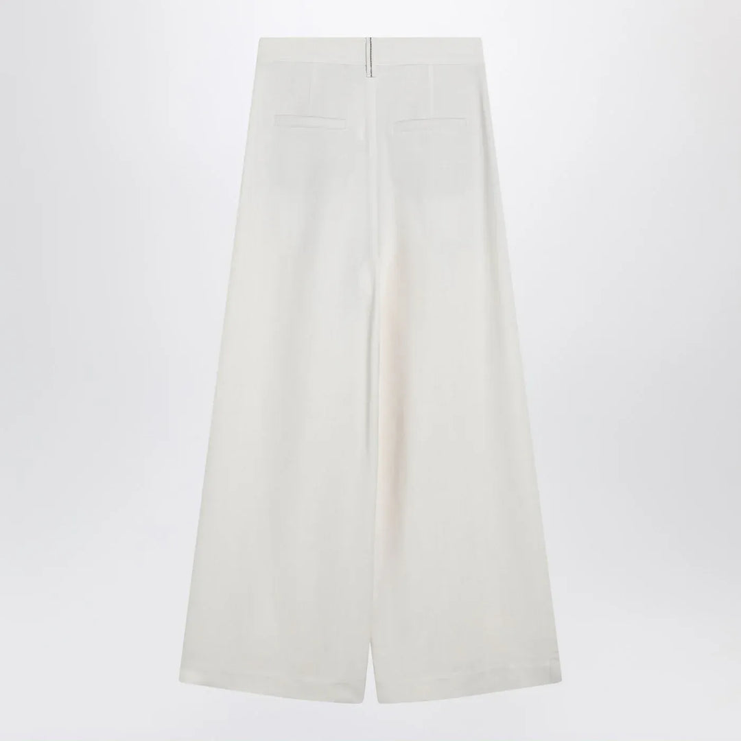 Brunello Cucinelli - Ecru sartorial wrap trousers Brand Pants