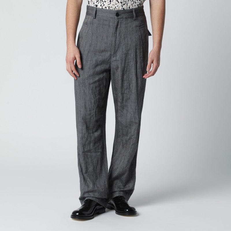 Pants Dries Van Noten - Black herringbone trousers - 50 IT Brand