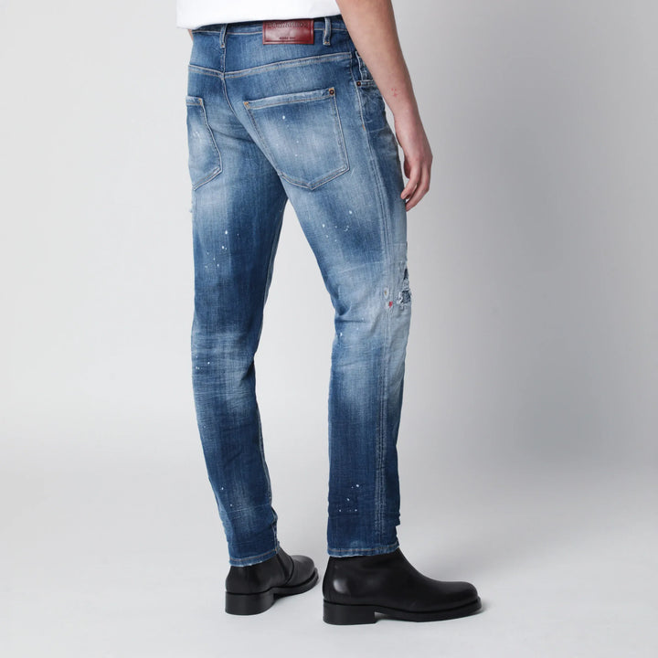 Dsquared2 - Skater jeans in medium blue with destroyed details Brand Pants