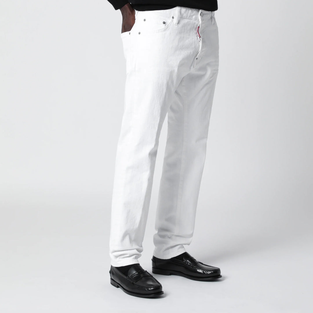 Dsquared2 - Teddy jeans in white stretch cotton denim Brand Pants