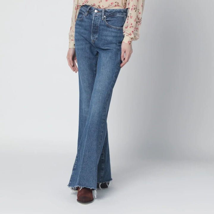 Frame - The Lax blue jeans in regenerated denim Brand Pants