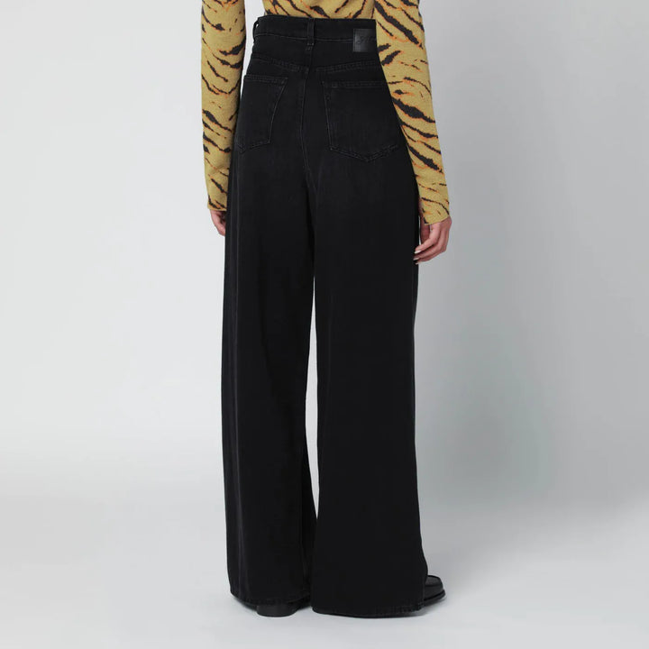 GANNI - Black washed-effect baggy jeans Brand Pants 27