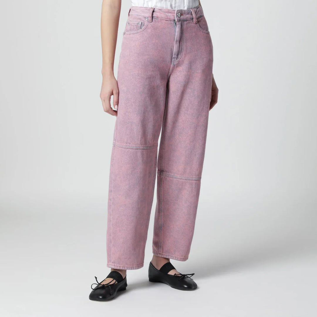 GANNI - Starry washed pink jeans Brand Pants