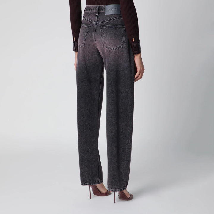 HAIKURE - Washed black-pink denim jeans Brand Pants