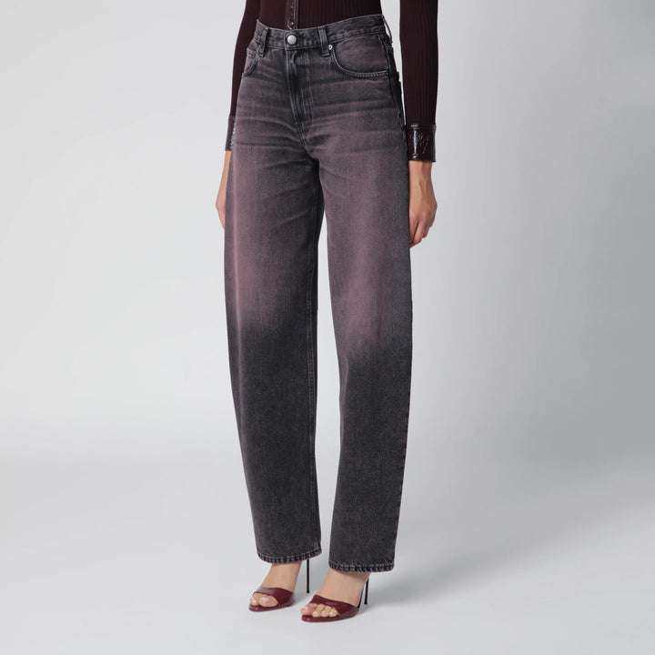 HAIKURE - Washed black-pink denim jeans Brand Pants