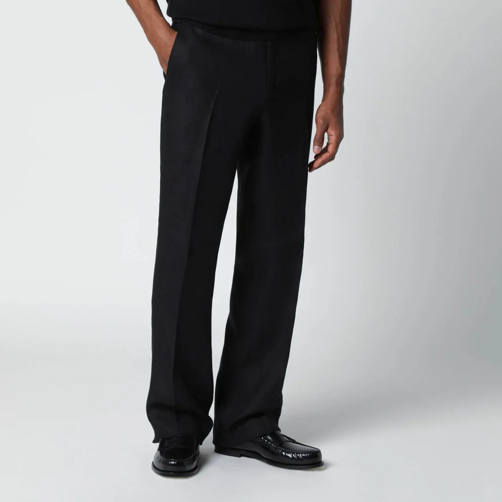 Lardini - Black linen trousers Brand Pants 52 IT
