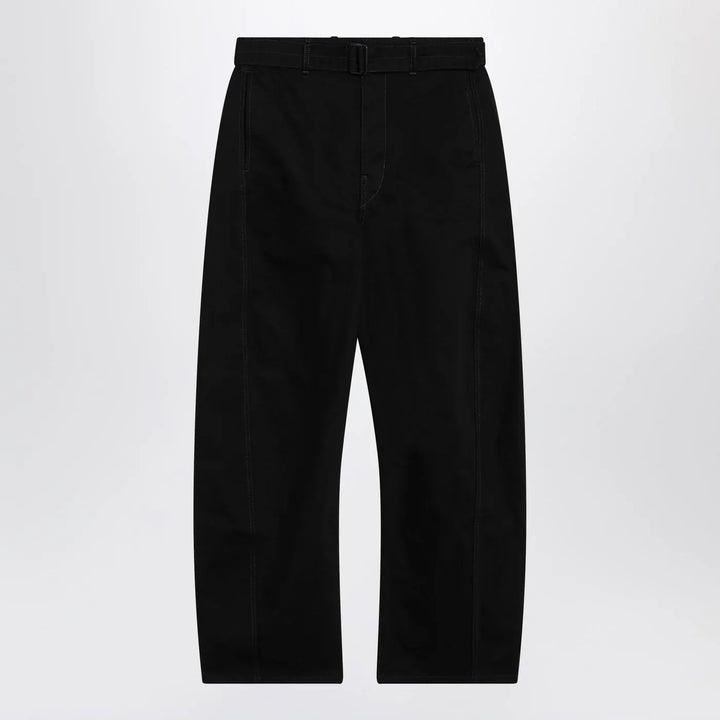 LEMAIRE - Black cotton trousers with belt Brand Pants S