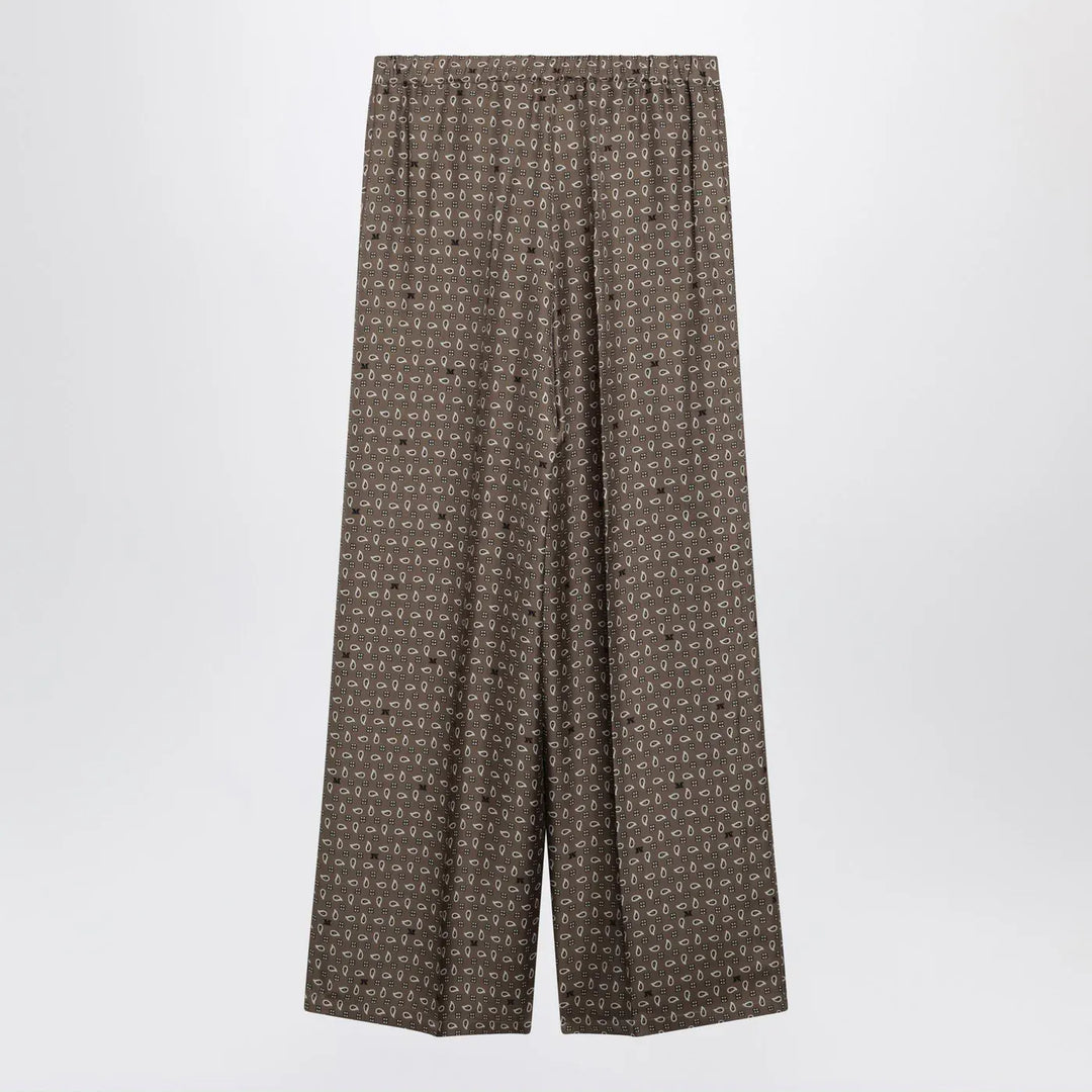 Max Mara - Mud-coloured printed silk trousers Brand Pants