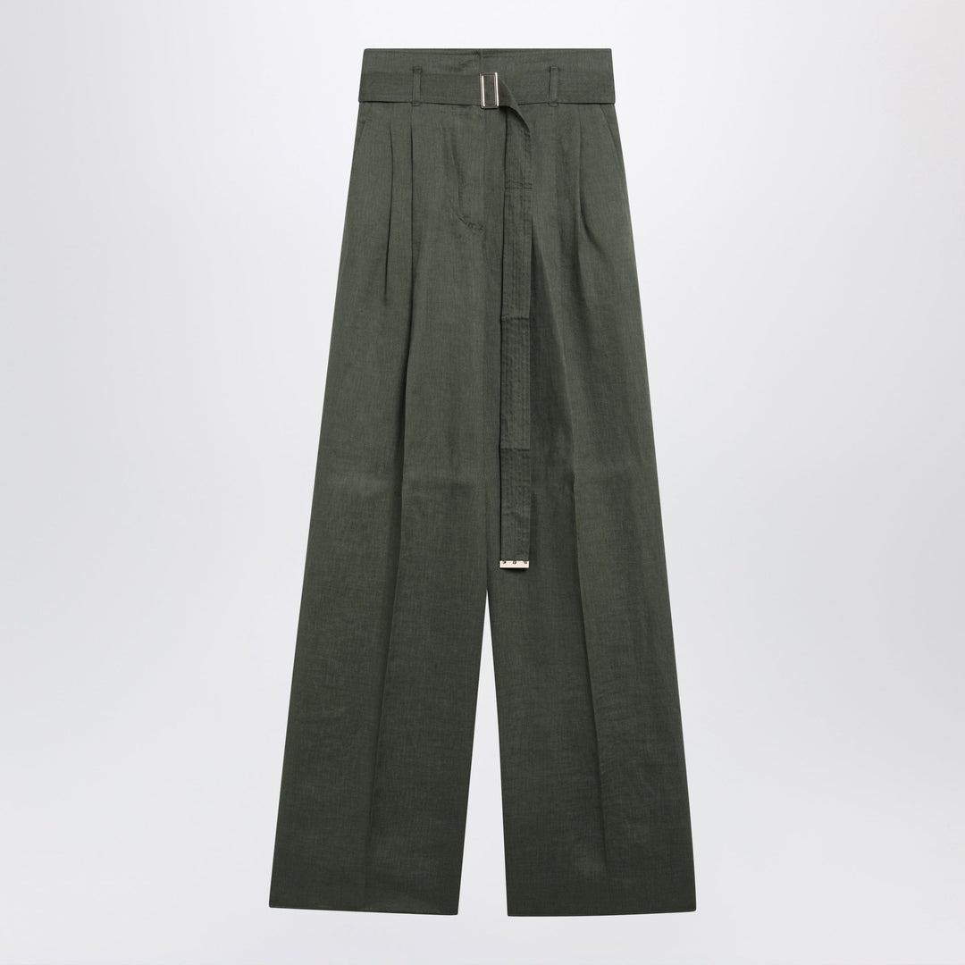 Pants Max Mara Studio - High-waist wide-leg washed linen pants, khaki green Brand