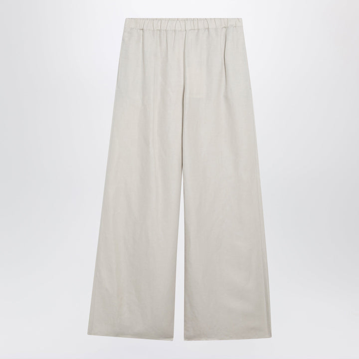 Pants Max Mara - Wide-leg linen and silk twill trousers in beige Brand