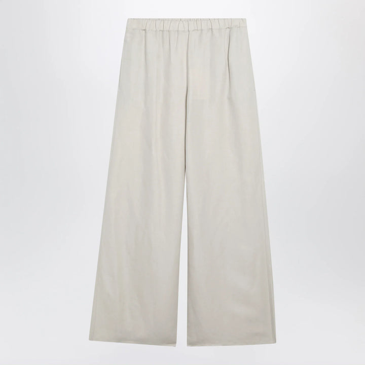 Max Mara - Wide-leg linen and silk twill trousers in beige Brand Pants 38  IT