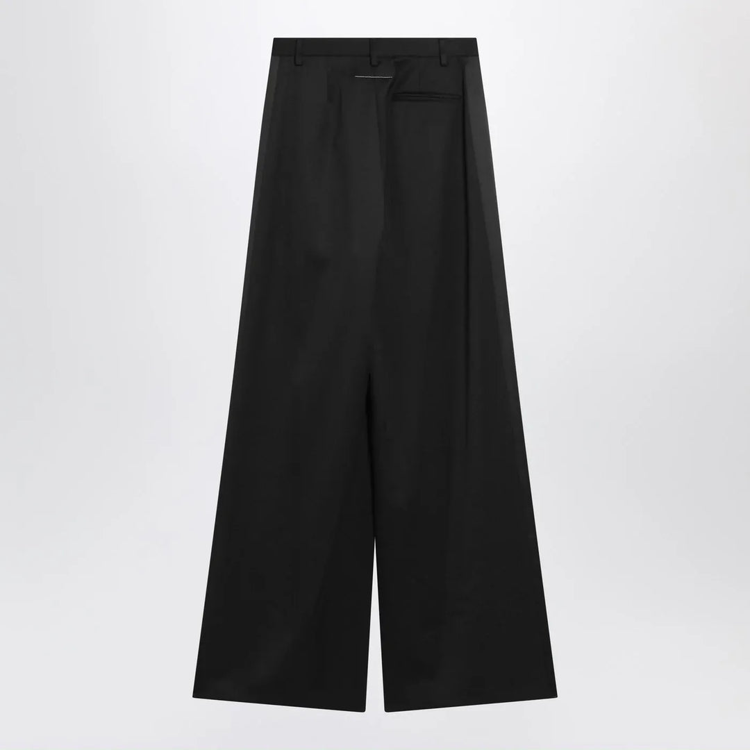 MM6 Maison Margiela - Black satin palazzo pants Brand Pants 44  IT
