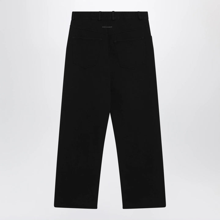 MM6 Maison Margiela - Wide-leg cotton trousers with embroidered logo, black Brand Pants