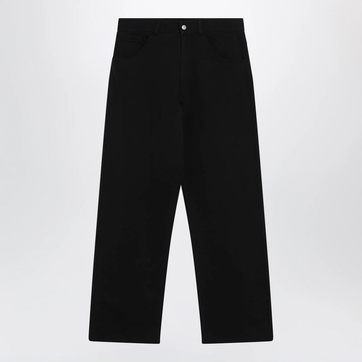MM6 Maison Margiela - Wide-leg cotton trousers with embroidered logo, black Brand Pants S